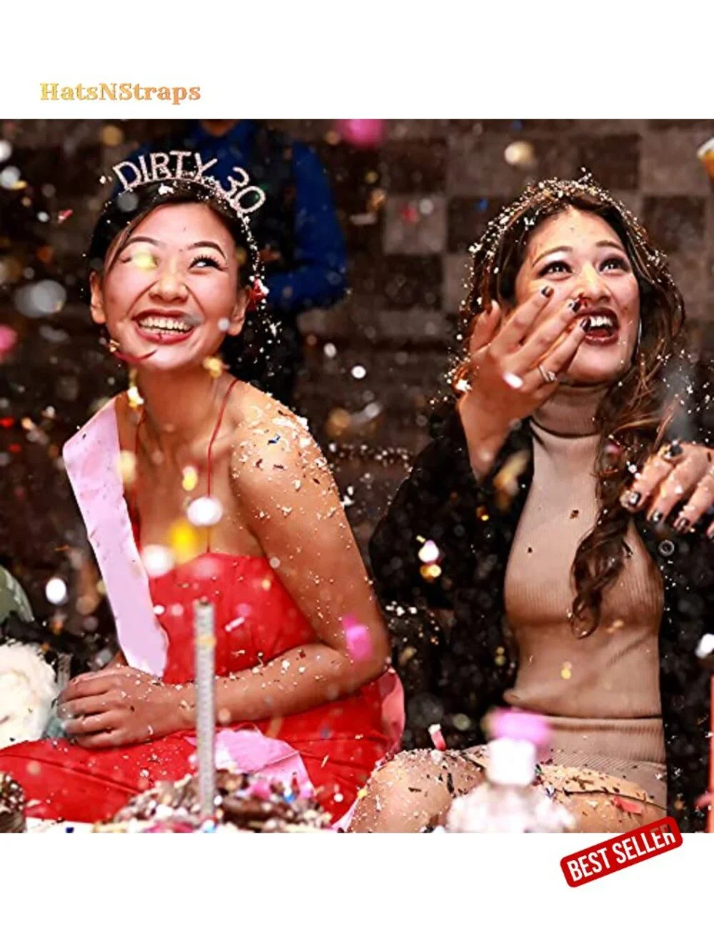 Dirty 30 Birthday Headband & Sash Set Rose Gold Tiara Crown Rhinestone Hair